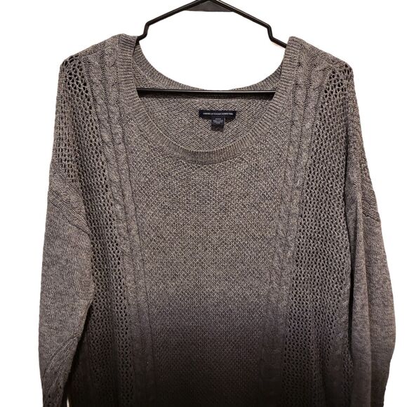 American Eagle Lace Up Ombre Wool Blend Soft Fall Sweater Size Medium - Picture 6 of 11